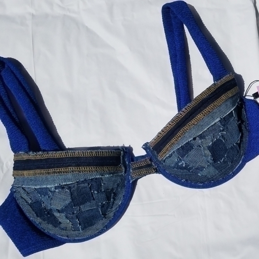 Tasty Raw Edge Denim "Square Biz" Swim Style Accent